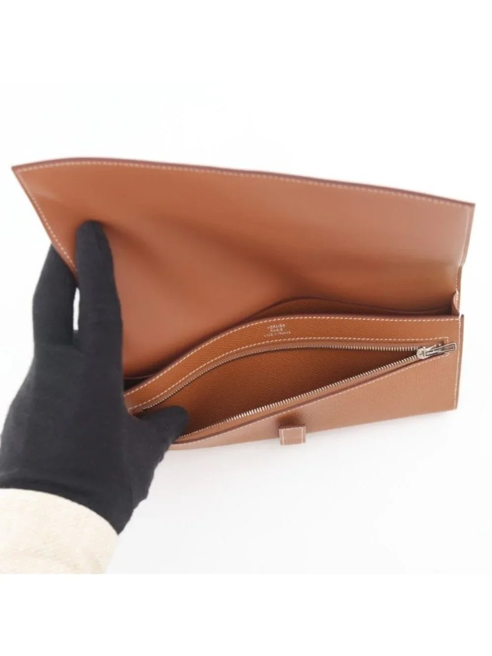 Hermes Wallet New Passant Toutenmain Gold Silver Epsom
